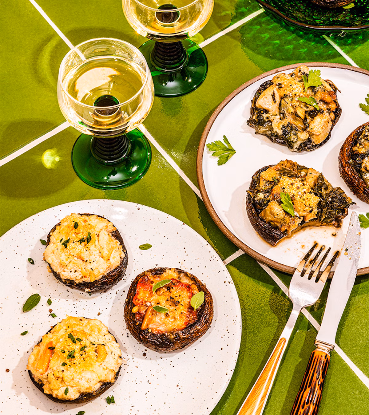 Portobellos farcis, 3 façons