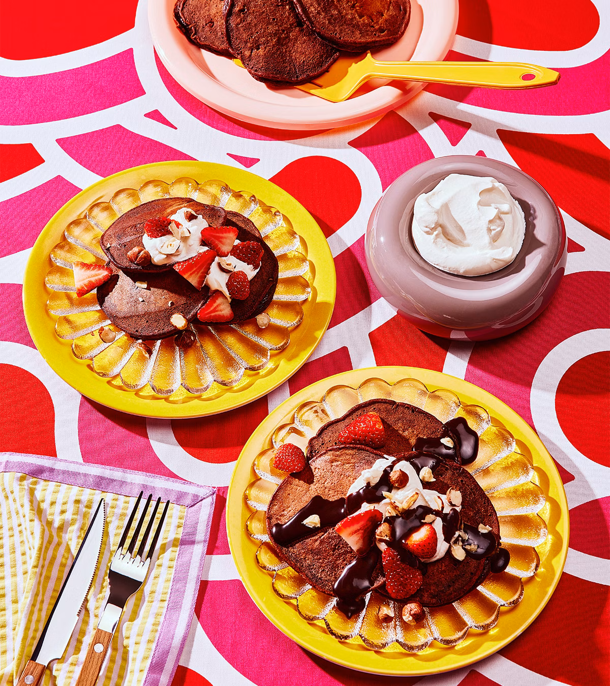 Pancakes au lait au chocolat et aux pépites de chocolat