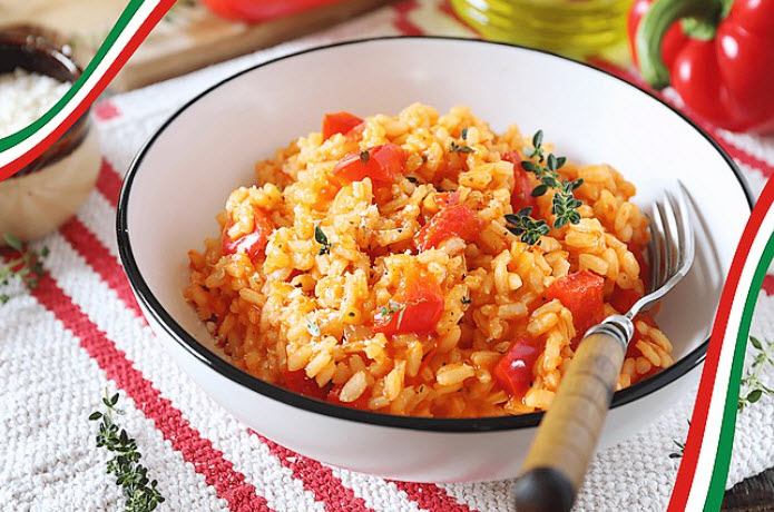 Risotto tomates et poivrons