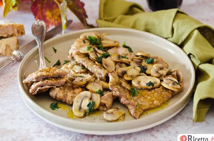 Scaloppine ai funghi – Escalope aux champignons