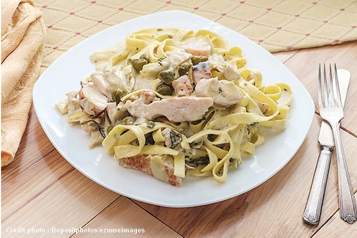 Piccata de poulet au citron et fettucine
