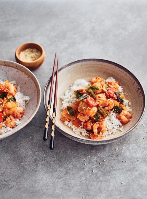 Sauté de crevettes au kimchi