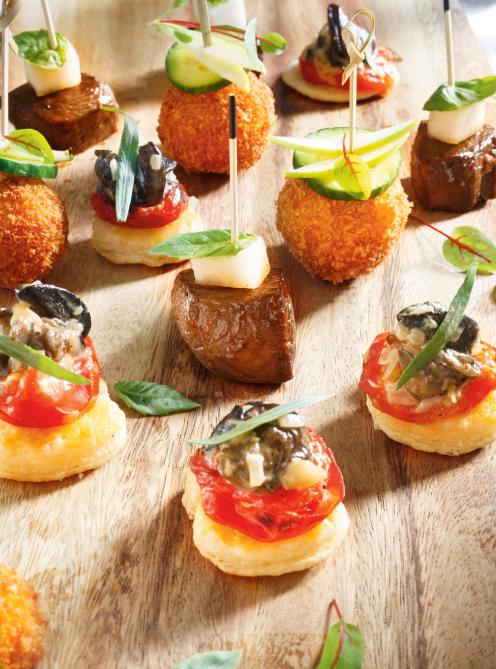 Bouchées de chèvre croustillant au panko, concombre et pomme verte