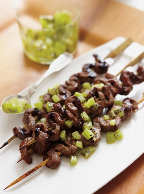 Brochettes de boeuf à la coréenne au kiwi 