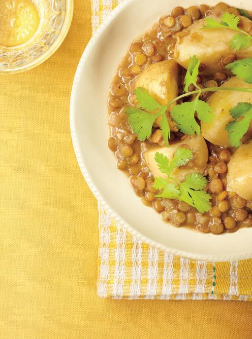 Cari de lentilles et de pommes de terre