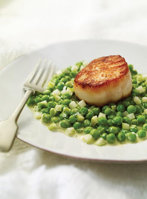 Pétoncles aux petits pois à la crème