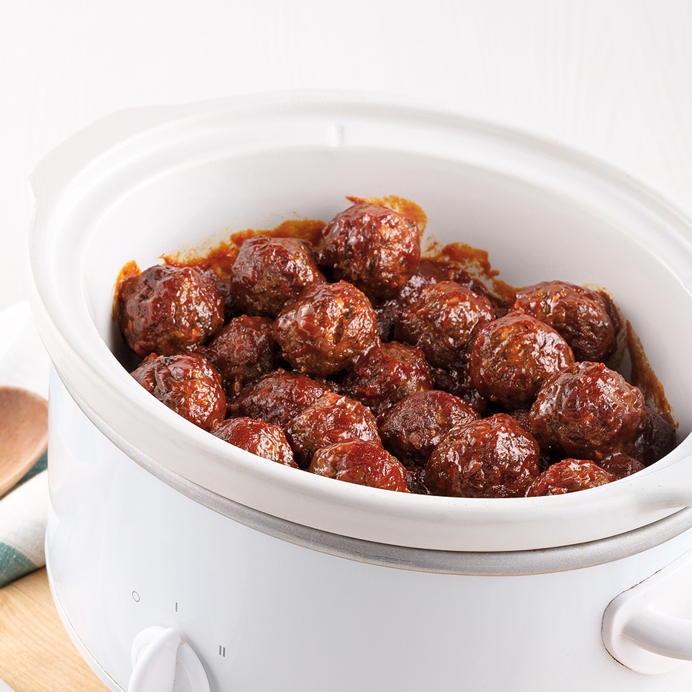 Boulettes de boeuf, sauce barbecue fumée à la mijoteuse