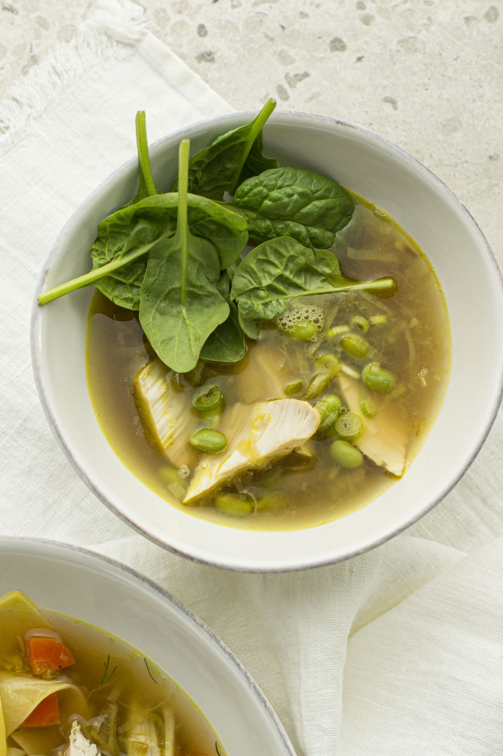 Soupe poulet, quinoa et gingembre
