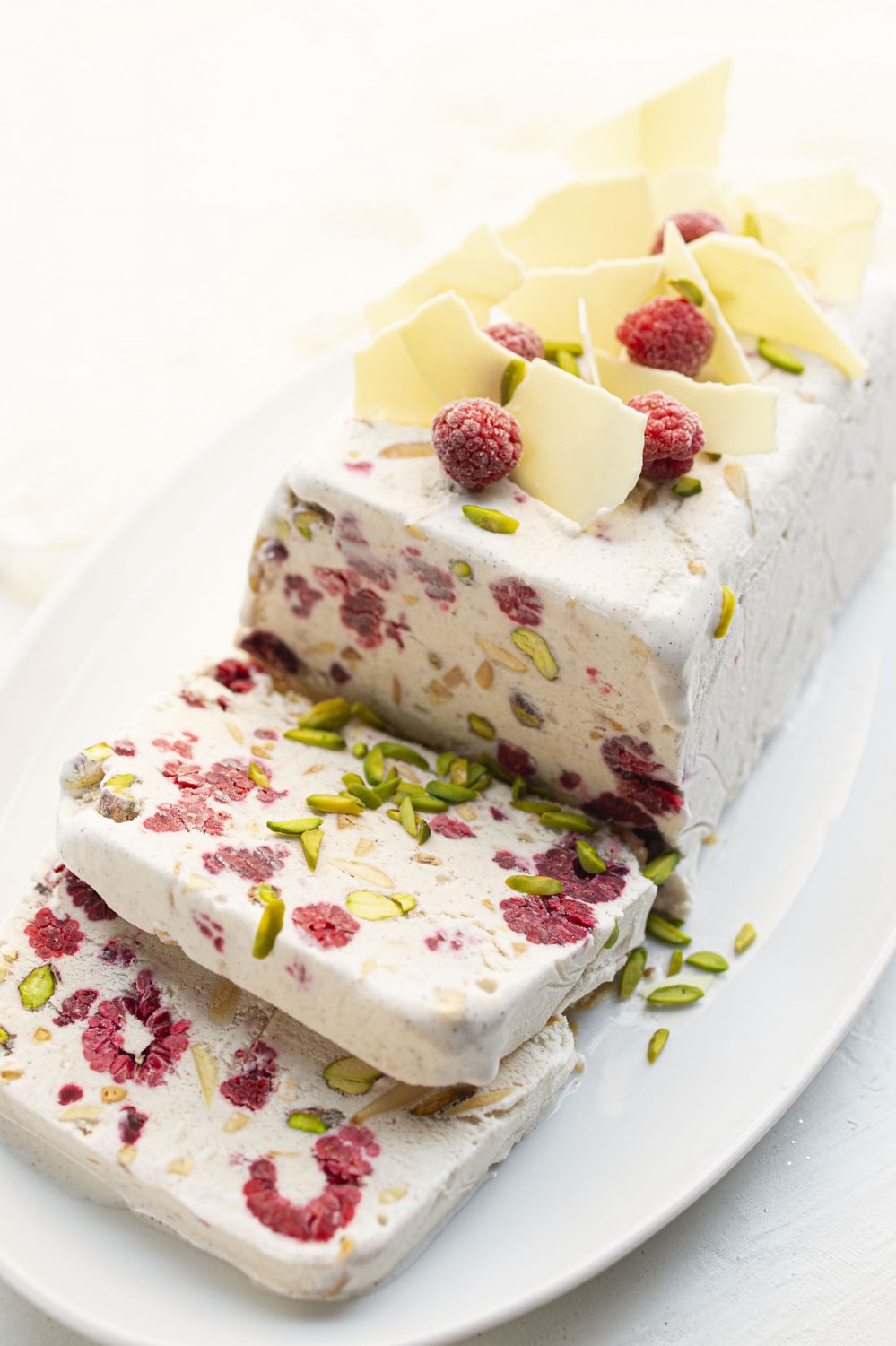 Dessert glacé aux framboises