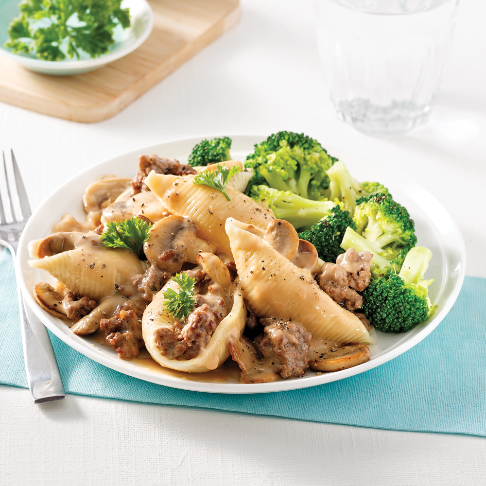 Coquilles farcies au boeuf Stroganoff