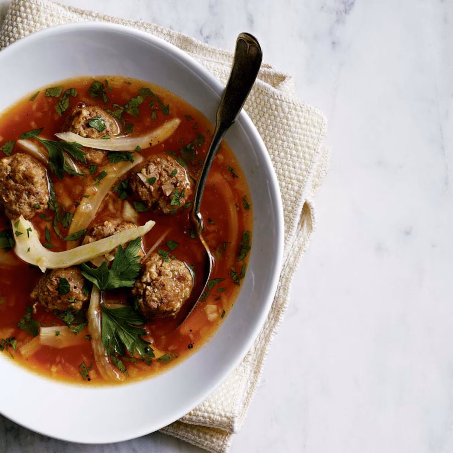 Soupe aux boulettes de boeuf et au fenouil