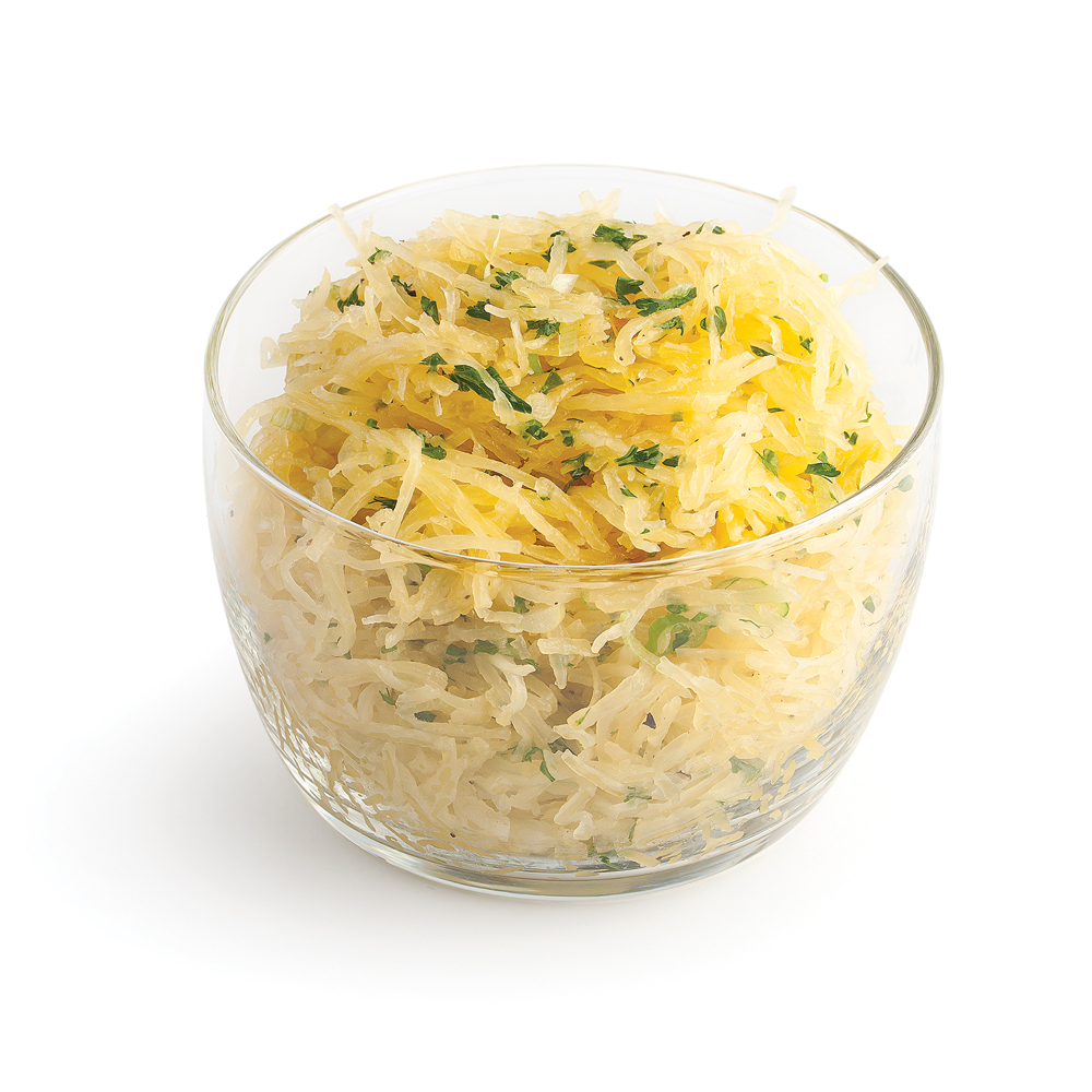 Courge spaghetti aux oignons verts et persil