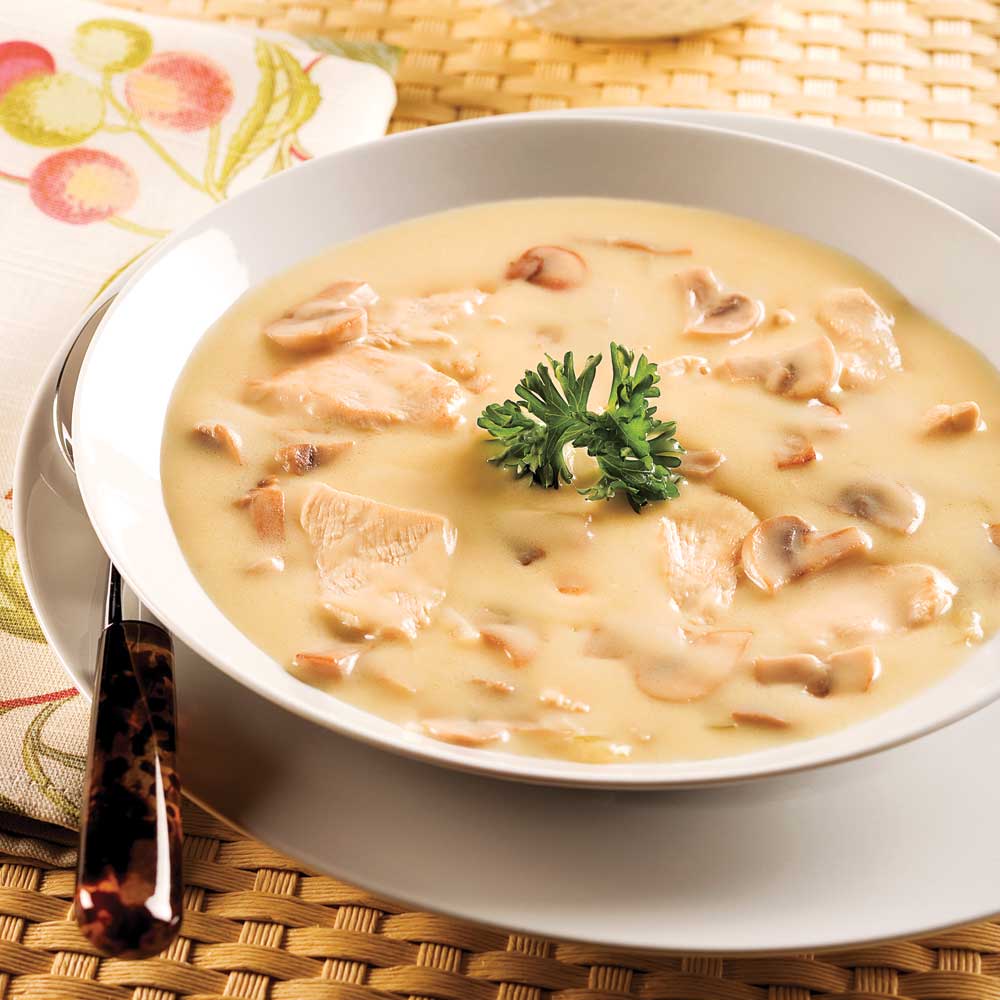 Crème veloutée au poulet et champignons