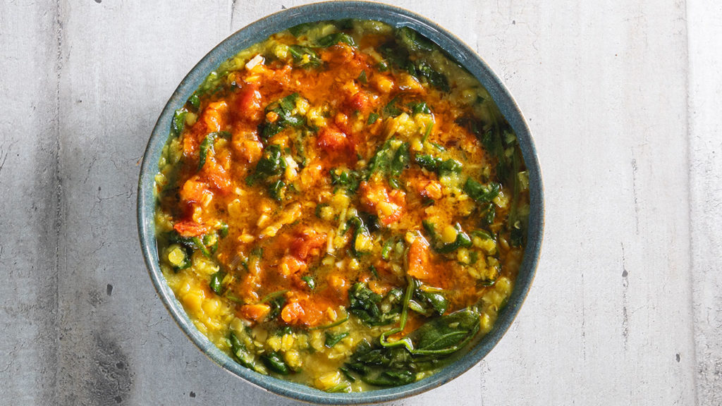 Recette indienne de lentilles aux épinards