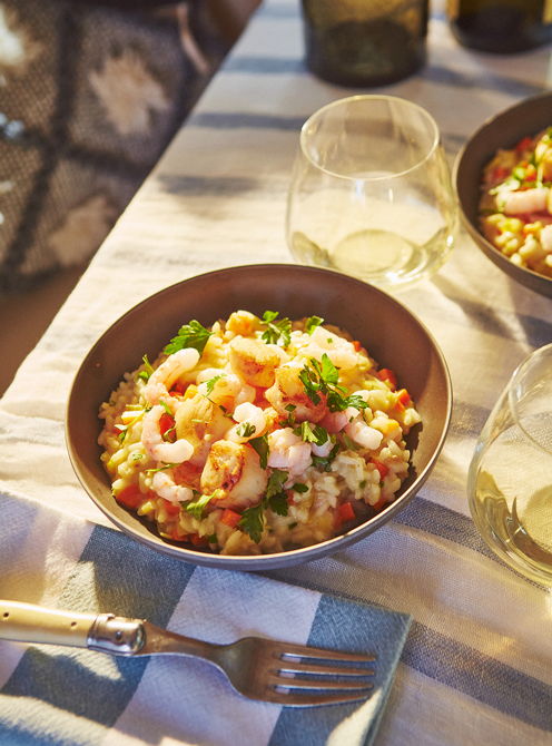 Risotto aux crevettes et aux pétoncles
