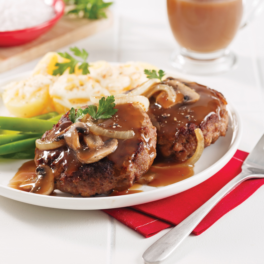 Hamburger steak aux oignons