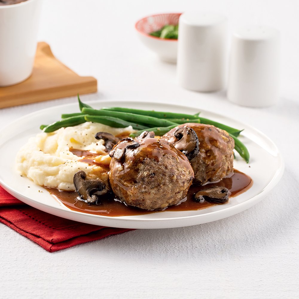 Petits pains de viande, sauce aux shiitakes