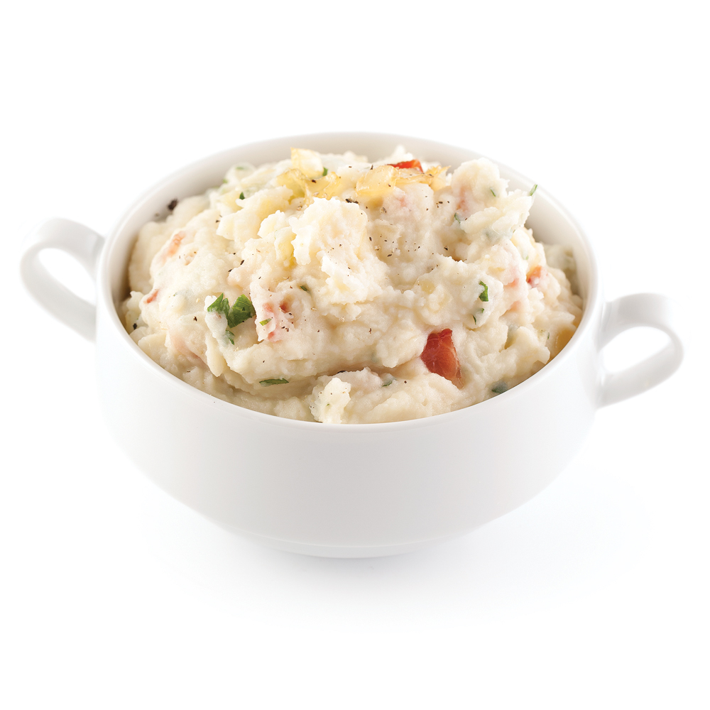 Purée au bacon et oignons caramélisés