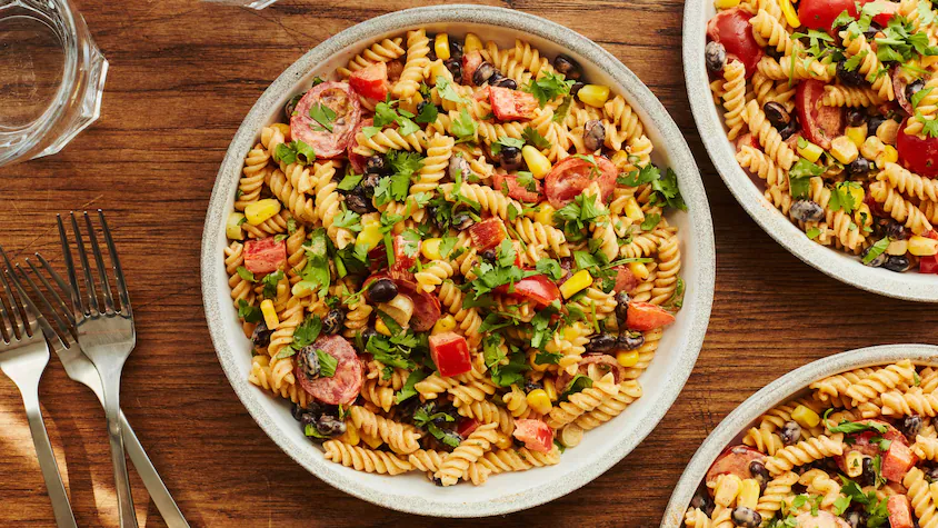 Salade de pâtes végane tex-mex