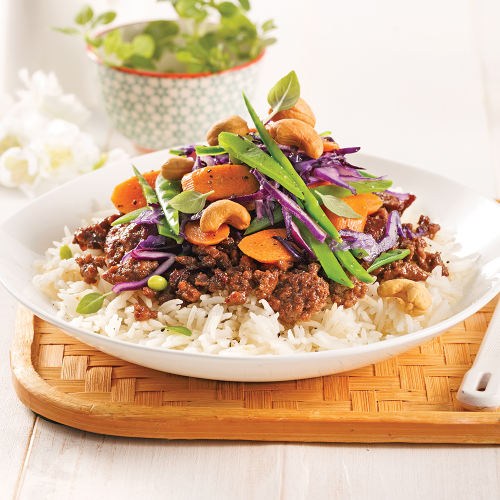 Sauté de boeuf haché à la thaïe